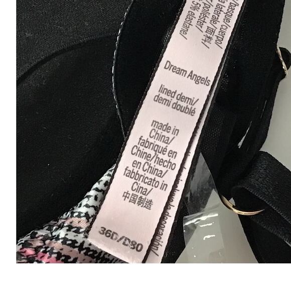 Victoria's Secret Dream Angels Lined Demi Push Up Tartan Plaid Gray Pink Bra 36D - Picture 7 of 9